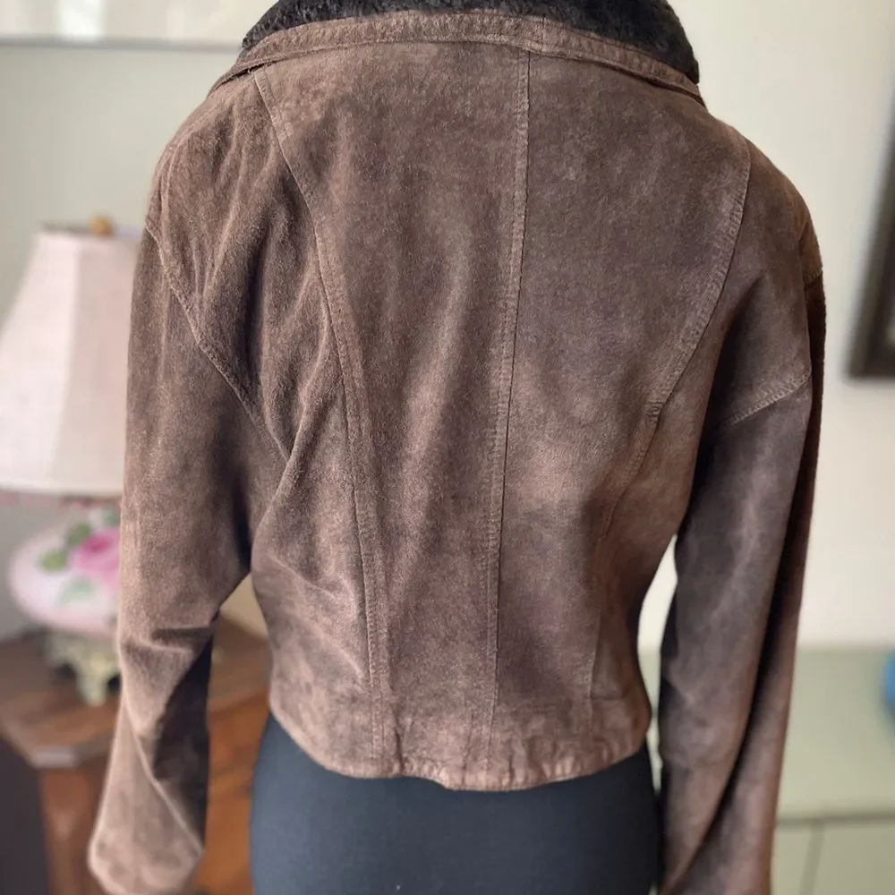 Brown leather and fur Collar Jacket - Picture 5 of 11